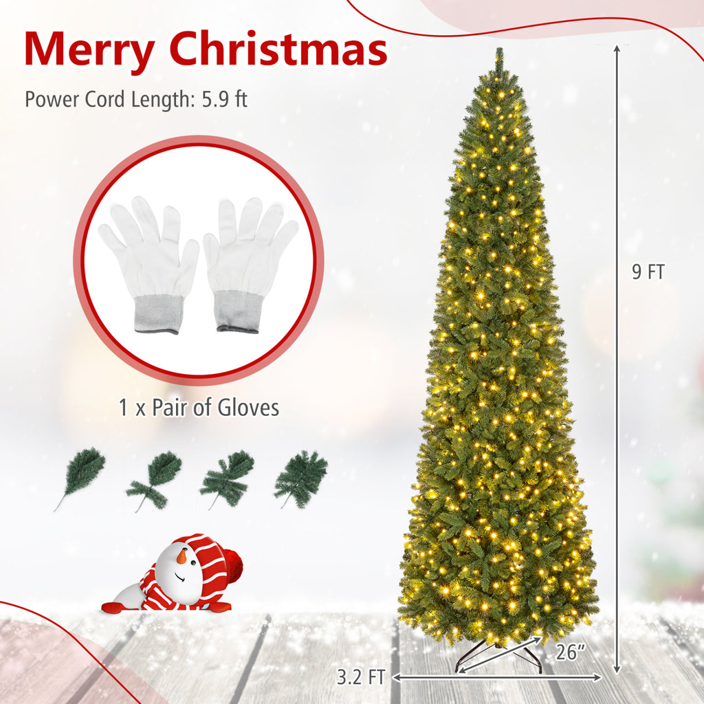 9 Ft Pencil Alpine Christmas Tree with Dual-Color LED Lights - Variation of THIS listing