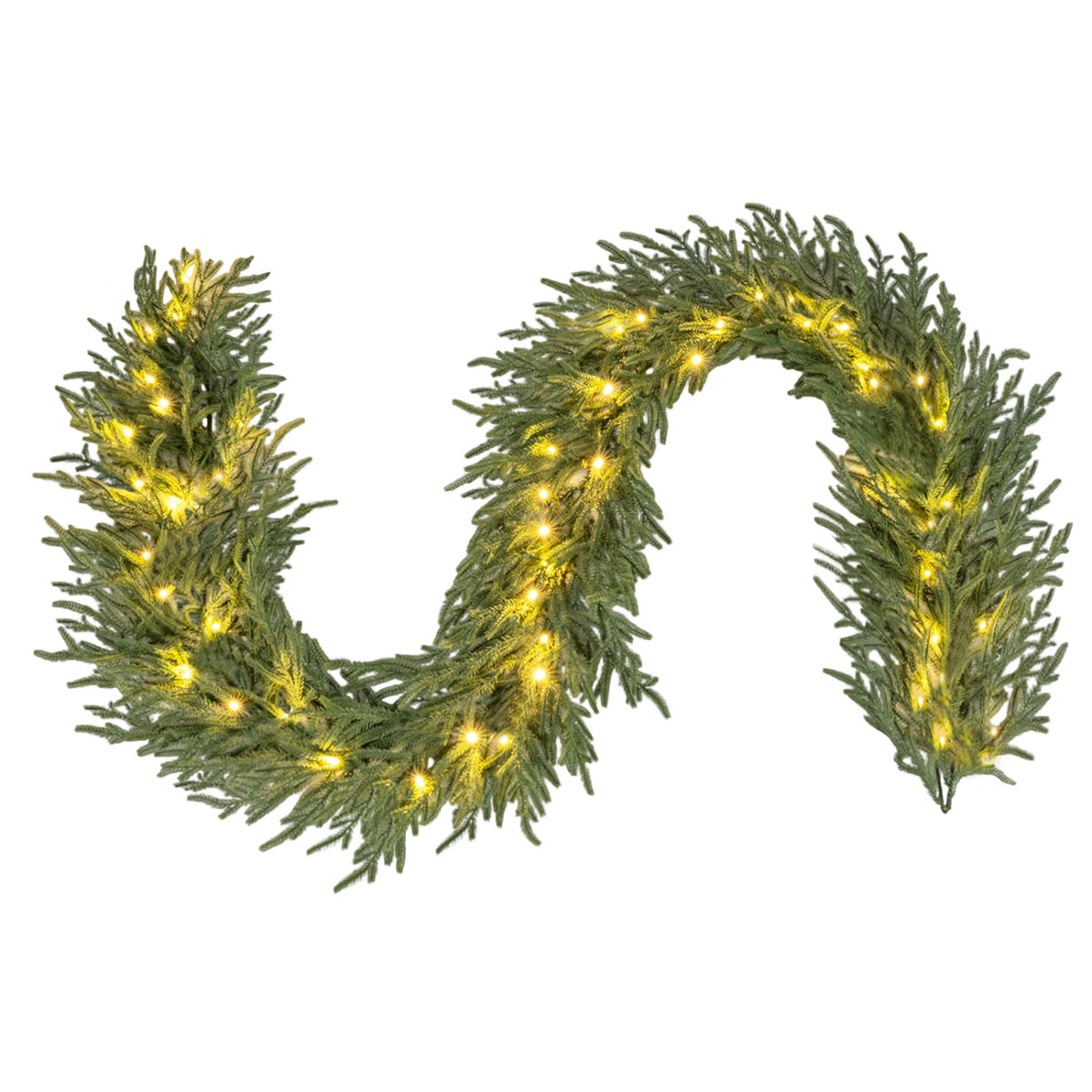 9 FT Artificial Christmas Garland with 50 Warm White LED Lights & Tips