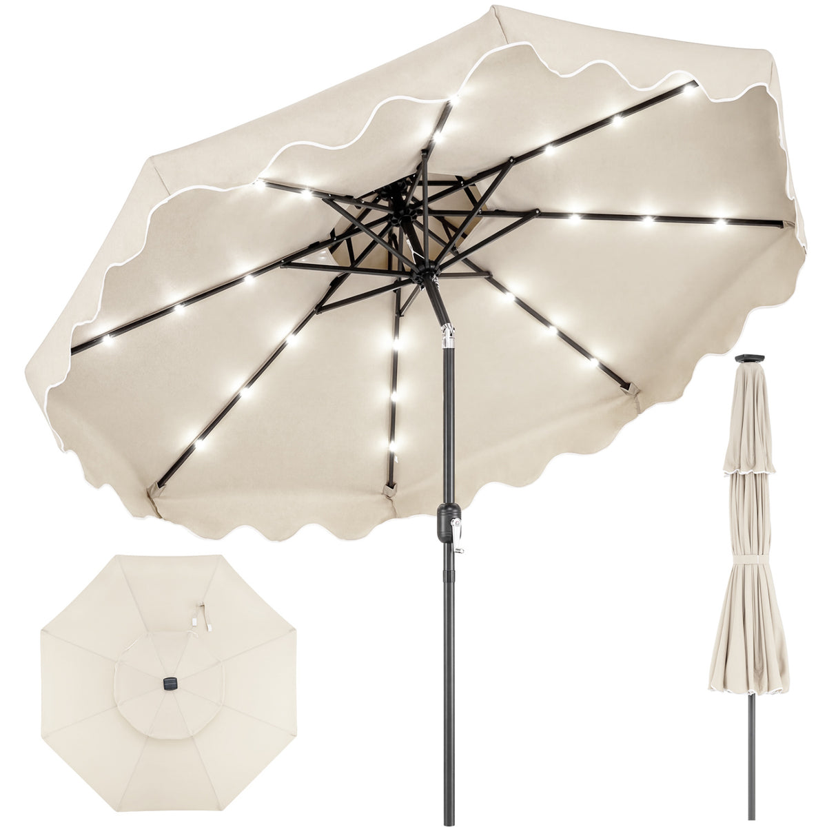 10 Feet Patio Umbrella with Weighted Base – Burgundy