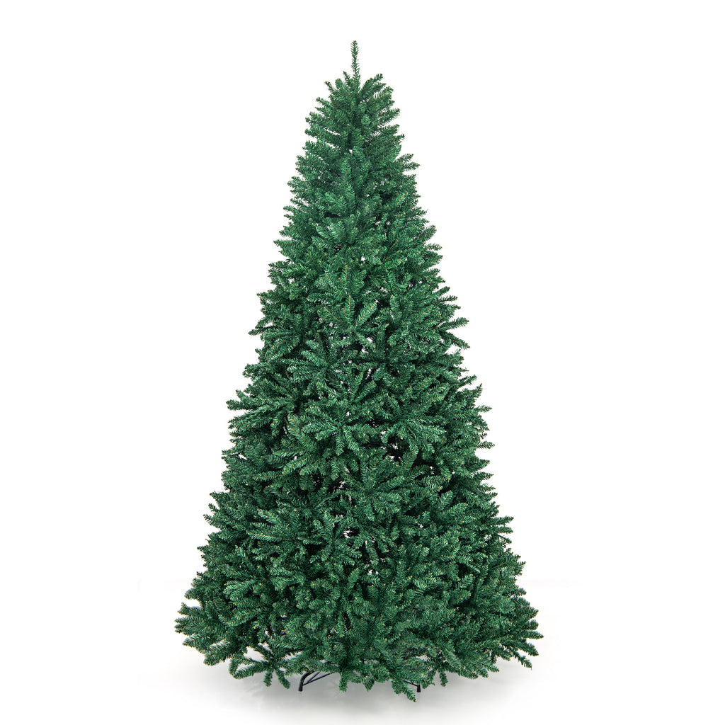 9 Ft Hinged Artificial PVC Christmas Tree with Metal Stand - Easy Setup