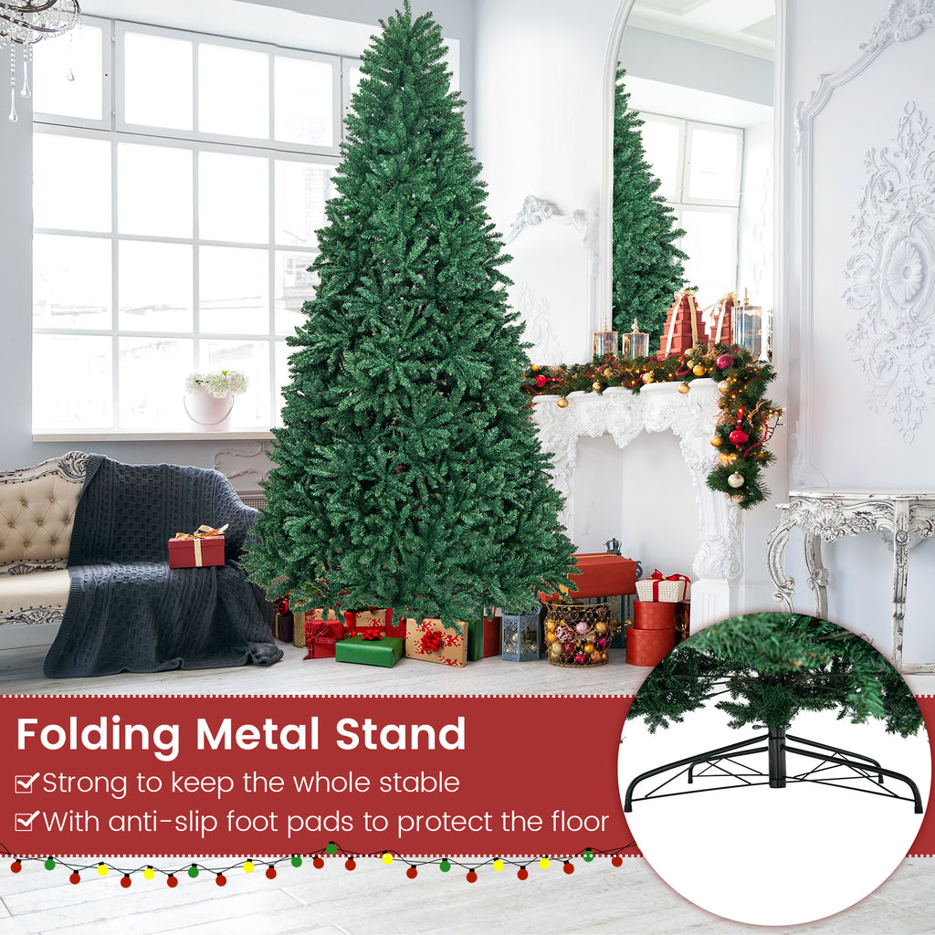 9 Ft Hinged Artificial PVC Christmas Tree with Metal Stand - Easy Setup