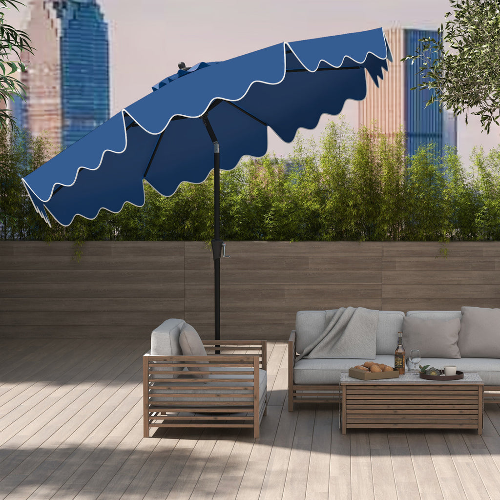 9 Feet Patio Umbrella with Crank Handle and Tilt - Navy