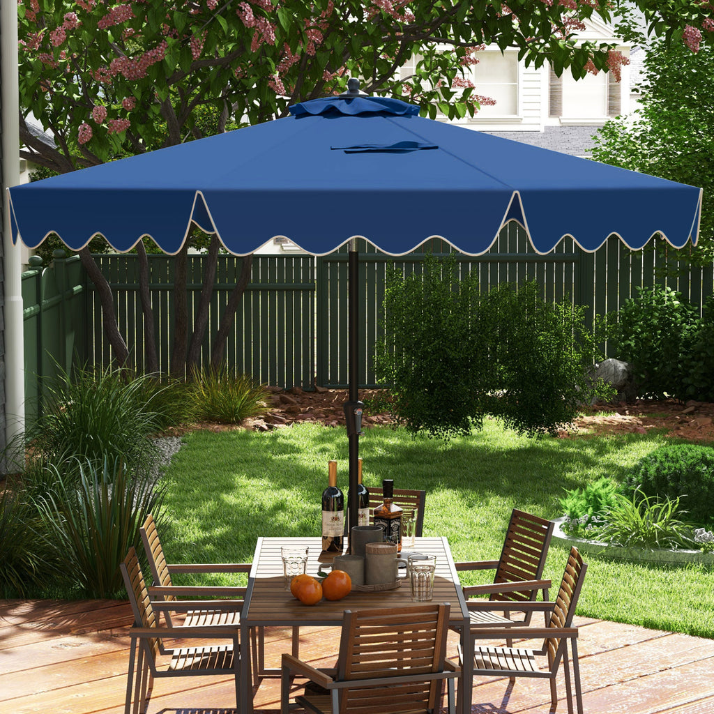 9 Feet Patio Umbrella with Crank Handle and Tilt - Navy