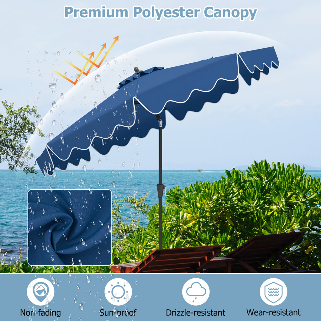 9 Feet Patio Umbrella with Crank Handle and Tilt - Navy
