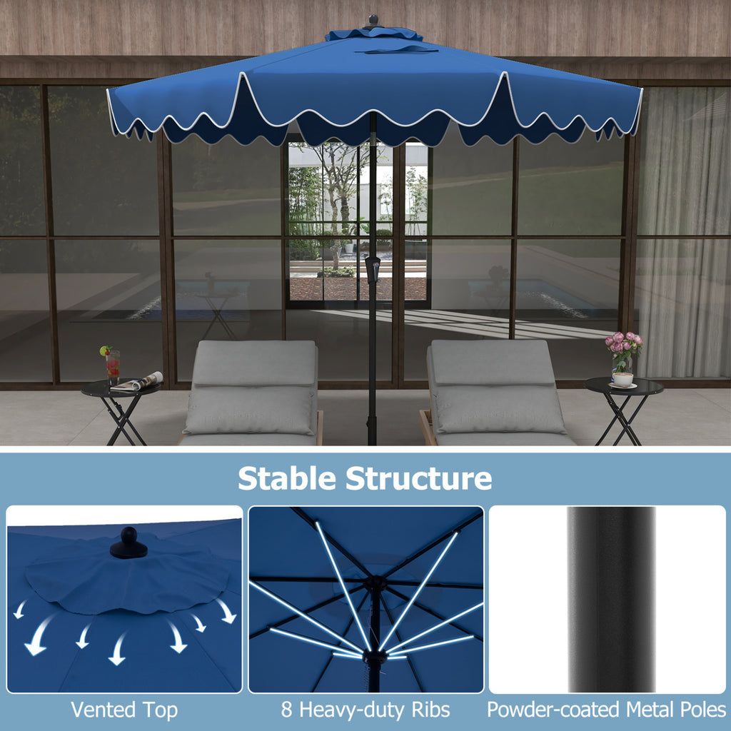 9 Feet Patio Umbrella with Crank Handle and Tilt - Navy