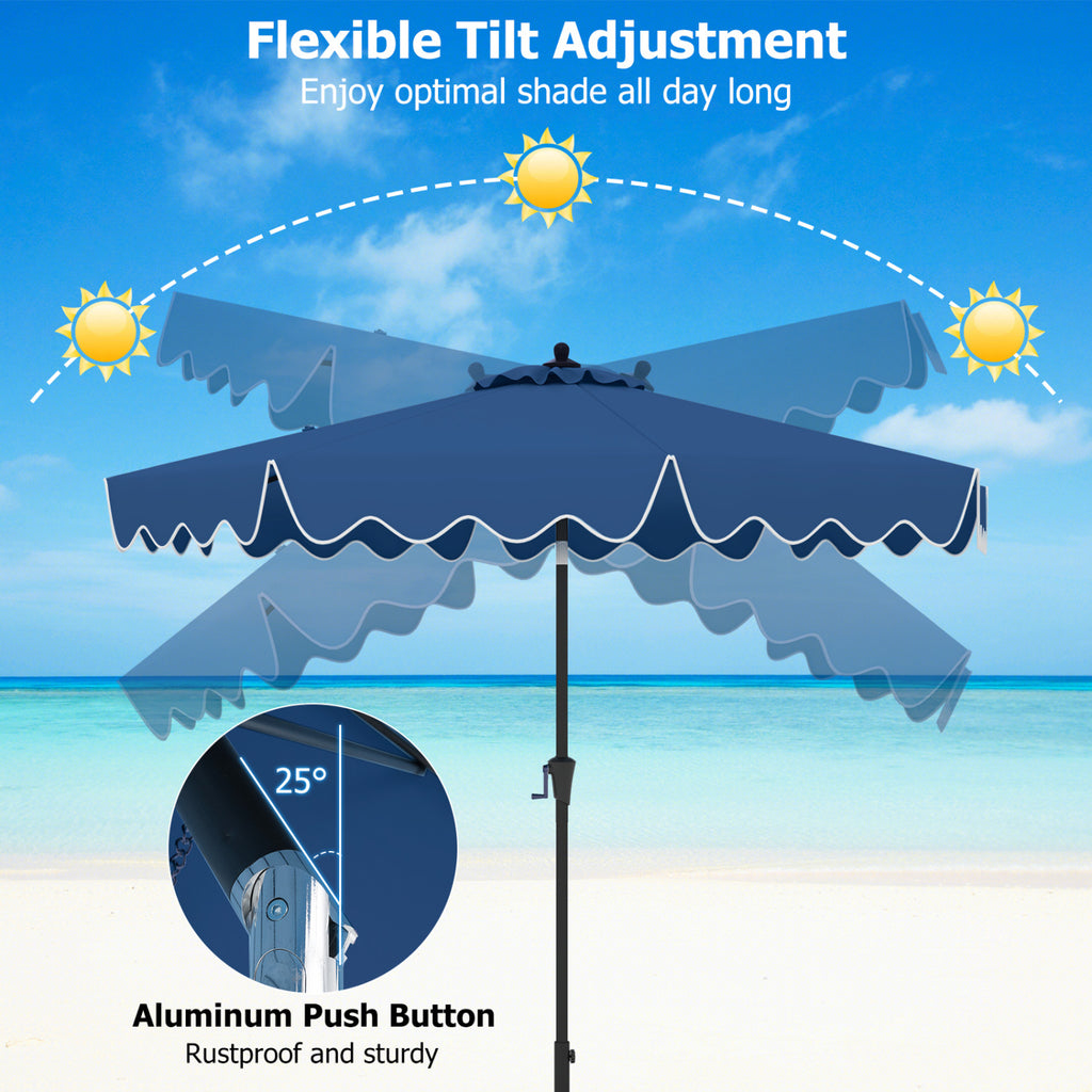 9 Feet Patio Umbrella with Crank Handle and Tilt - Navy