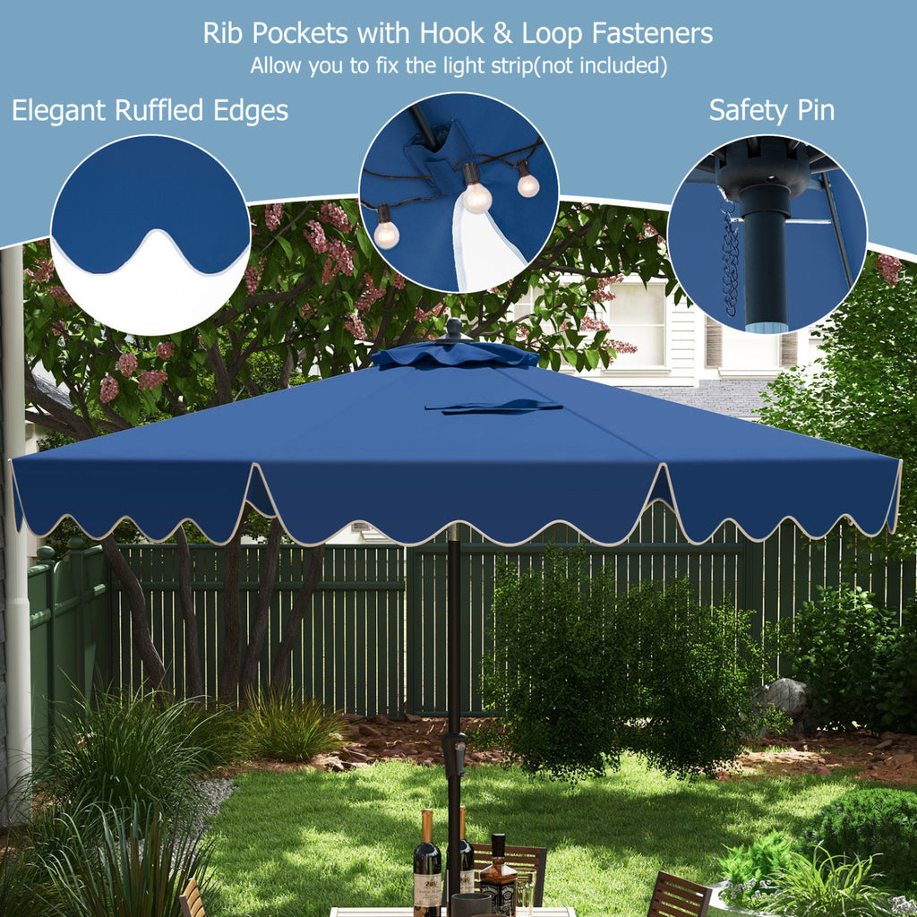 9 Feet Patio Umbrella with Crank Handle and Tilt - Navy