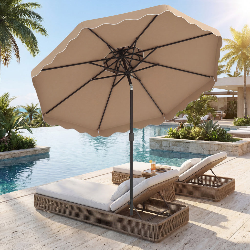 9 Feet Patio Umbrella with Push Button Tilt and Crank - Coffee