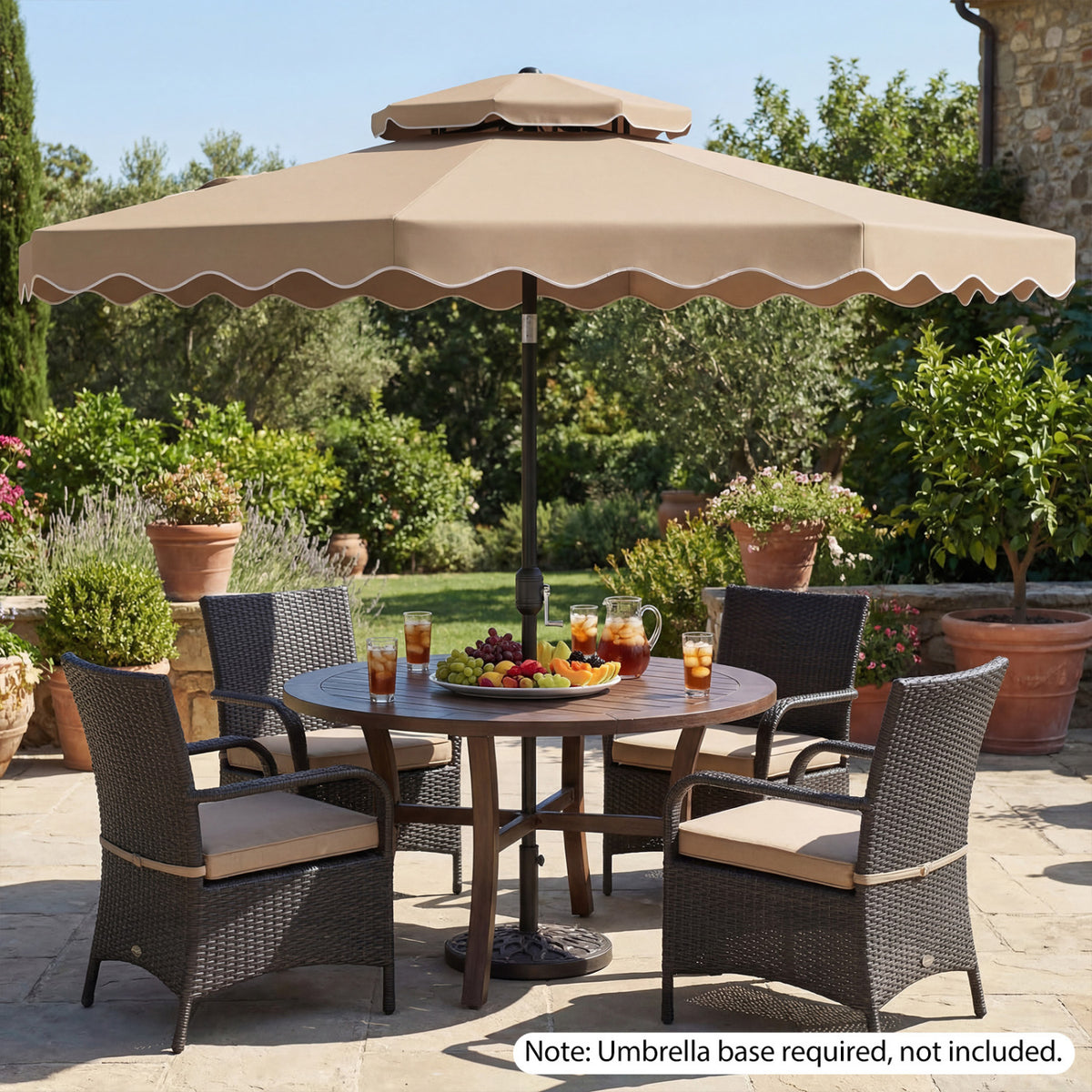 9 Feet Patio Umbrella with Push Button Tilt and Crank - Coffee