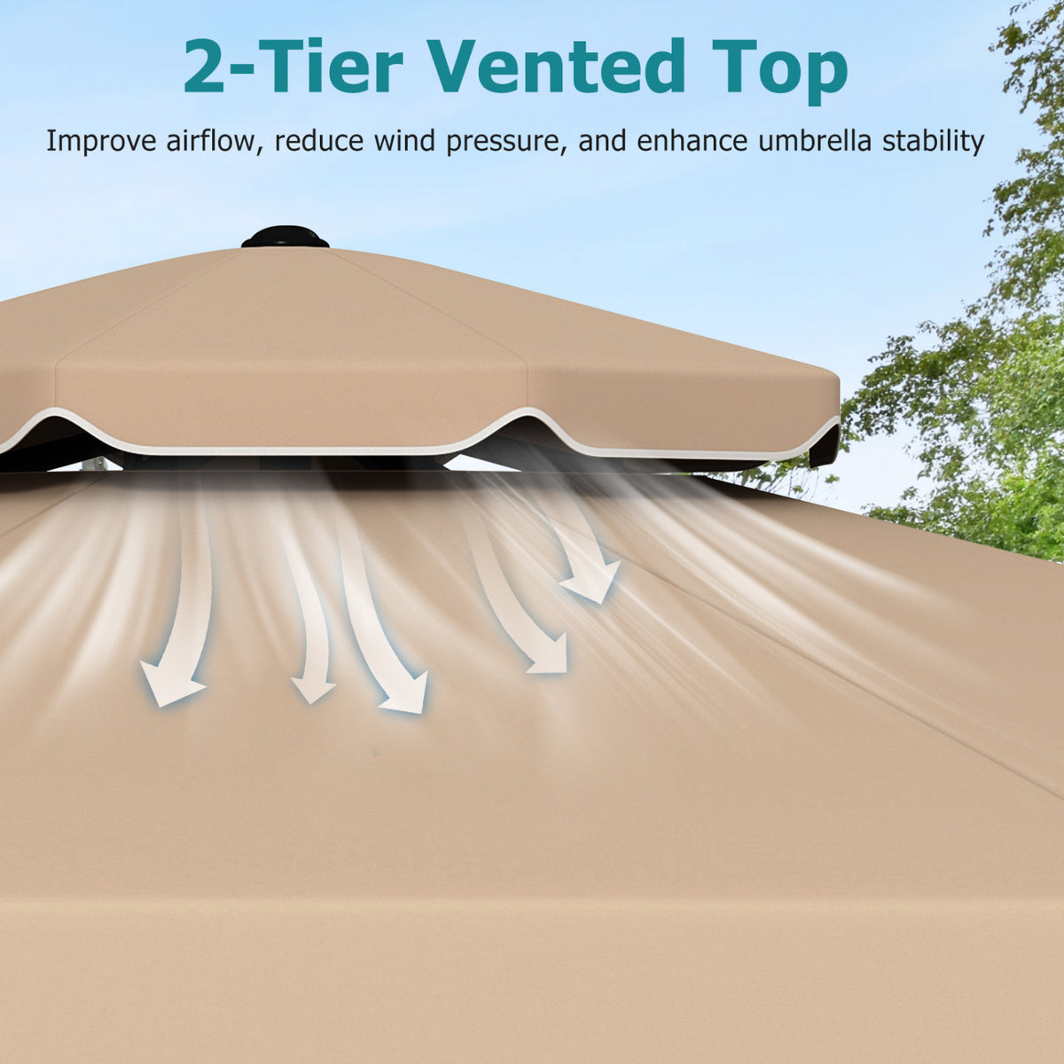 9 Feet Patio Umbrella with Push Button Tilt and Crank - Coffee