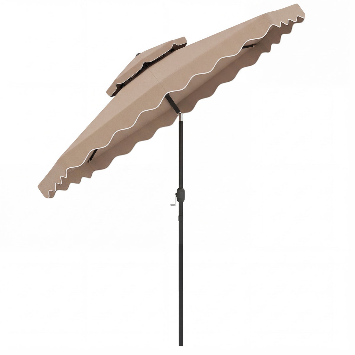 9 Feet Patio Umbrella with Push Button Tilt and Crank - Coffee