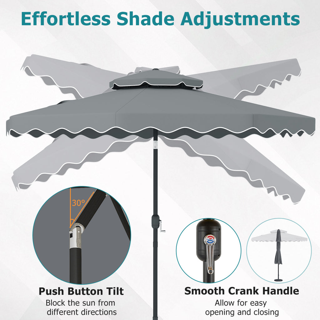 9 Feet Patio Umbrella with Push Button Tilt and Crank