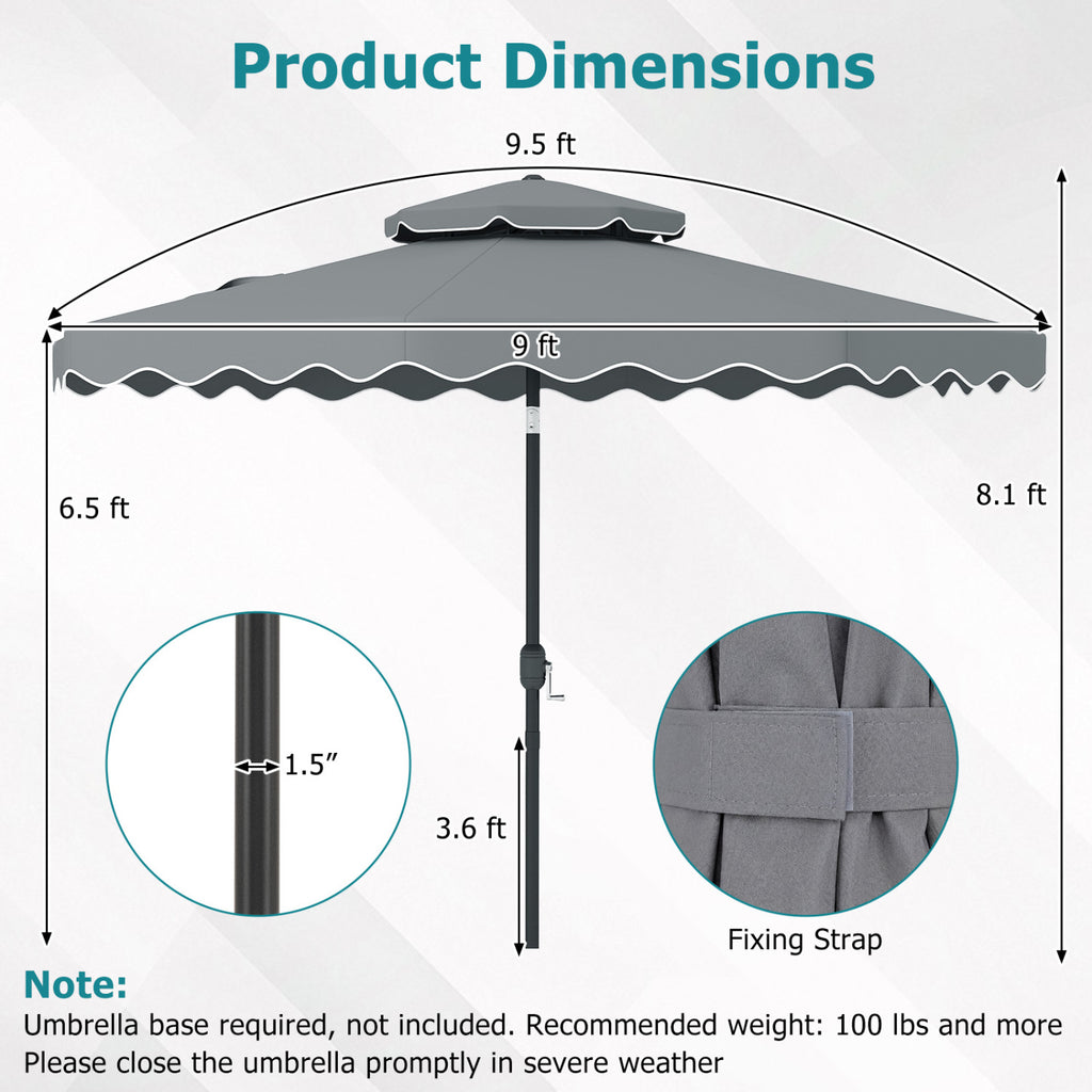 9 Feet Patio Umbrella with Push Button Tilt and Crank