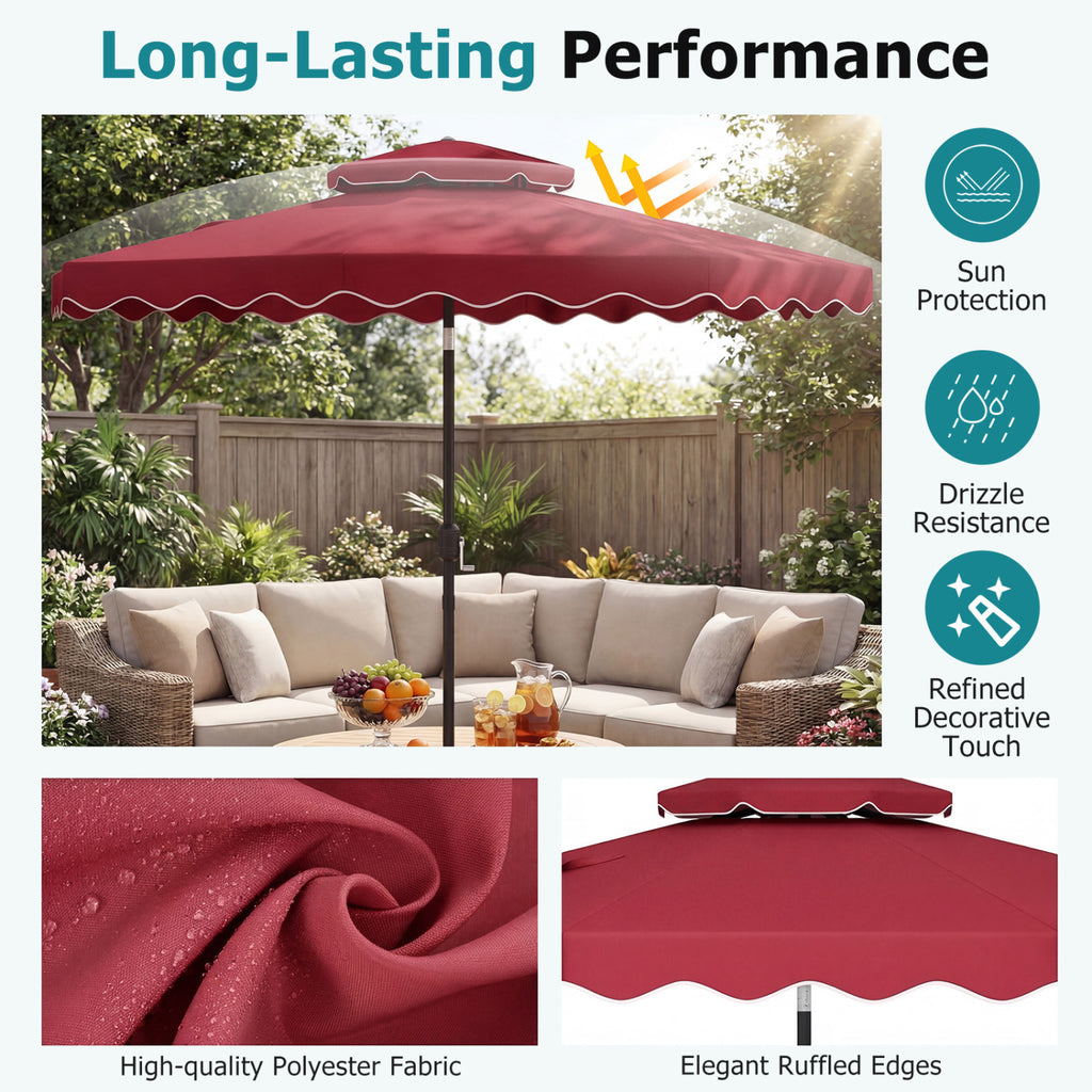 9 Feet Patio Umbrella with Push Button Tilt and Crank