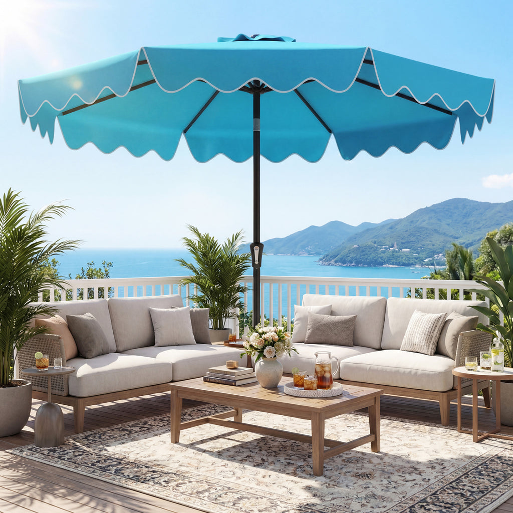9 Feet Patio Umbrella with Weighted Base and Sandbags