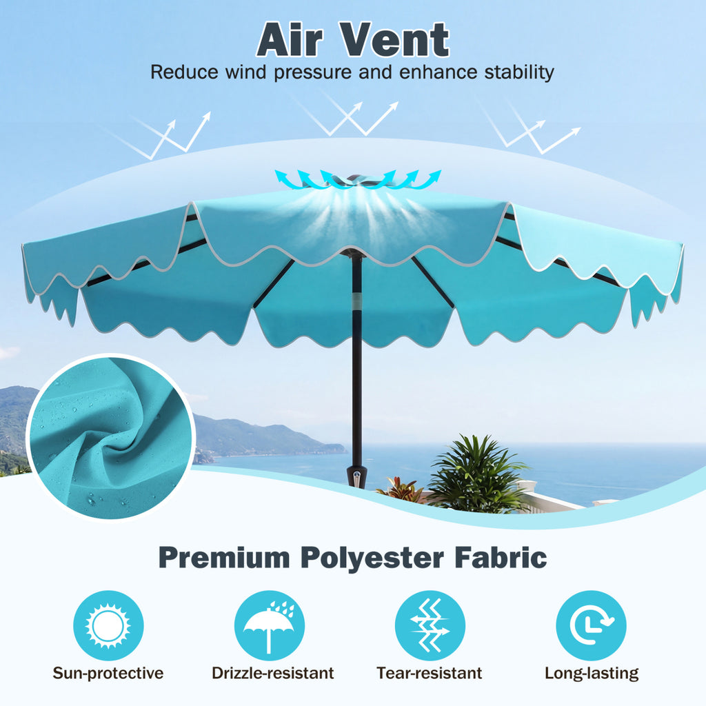 9 Feet Patio Umbrella with Weighted Base and Sandbags