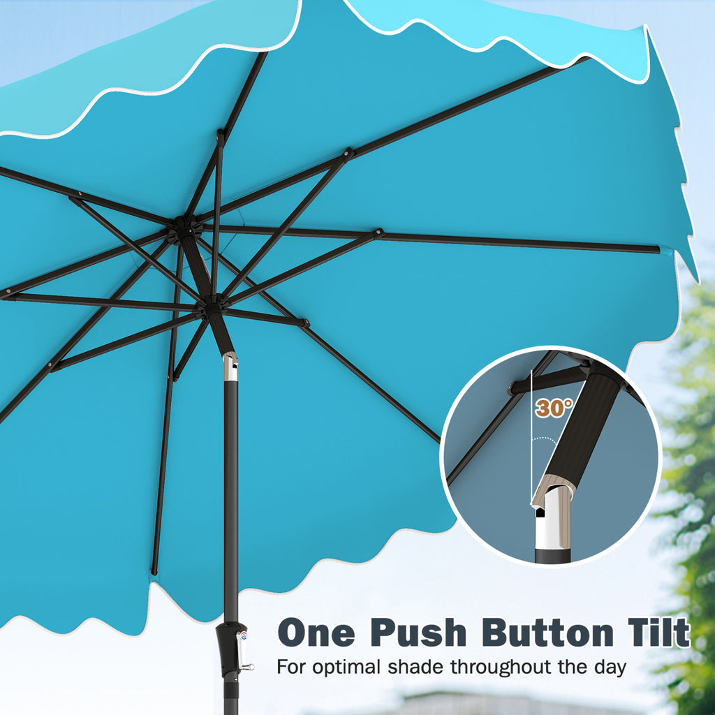 9 Feet Patio Umbrella with Weighted Base and Sandbags