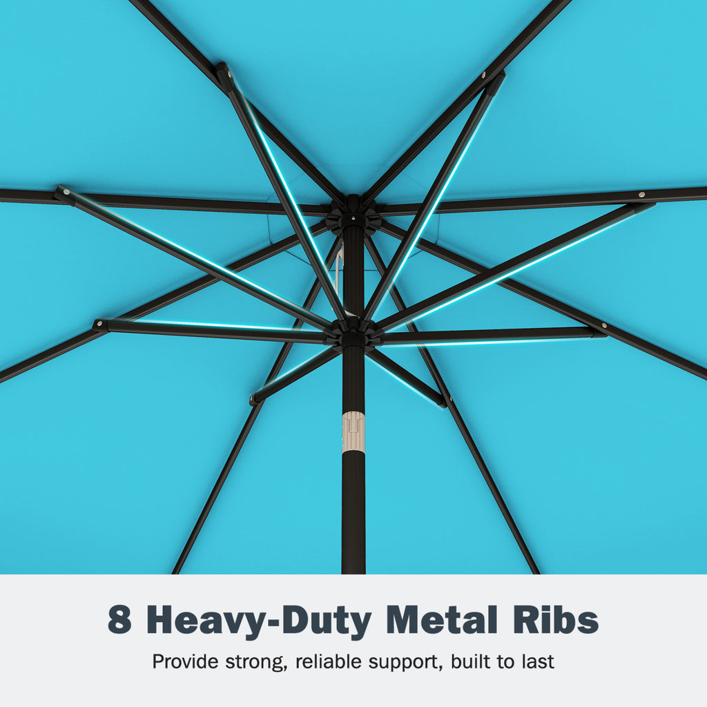 9 Feet Patio Umbrella with Weighted Base and Sandbags