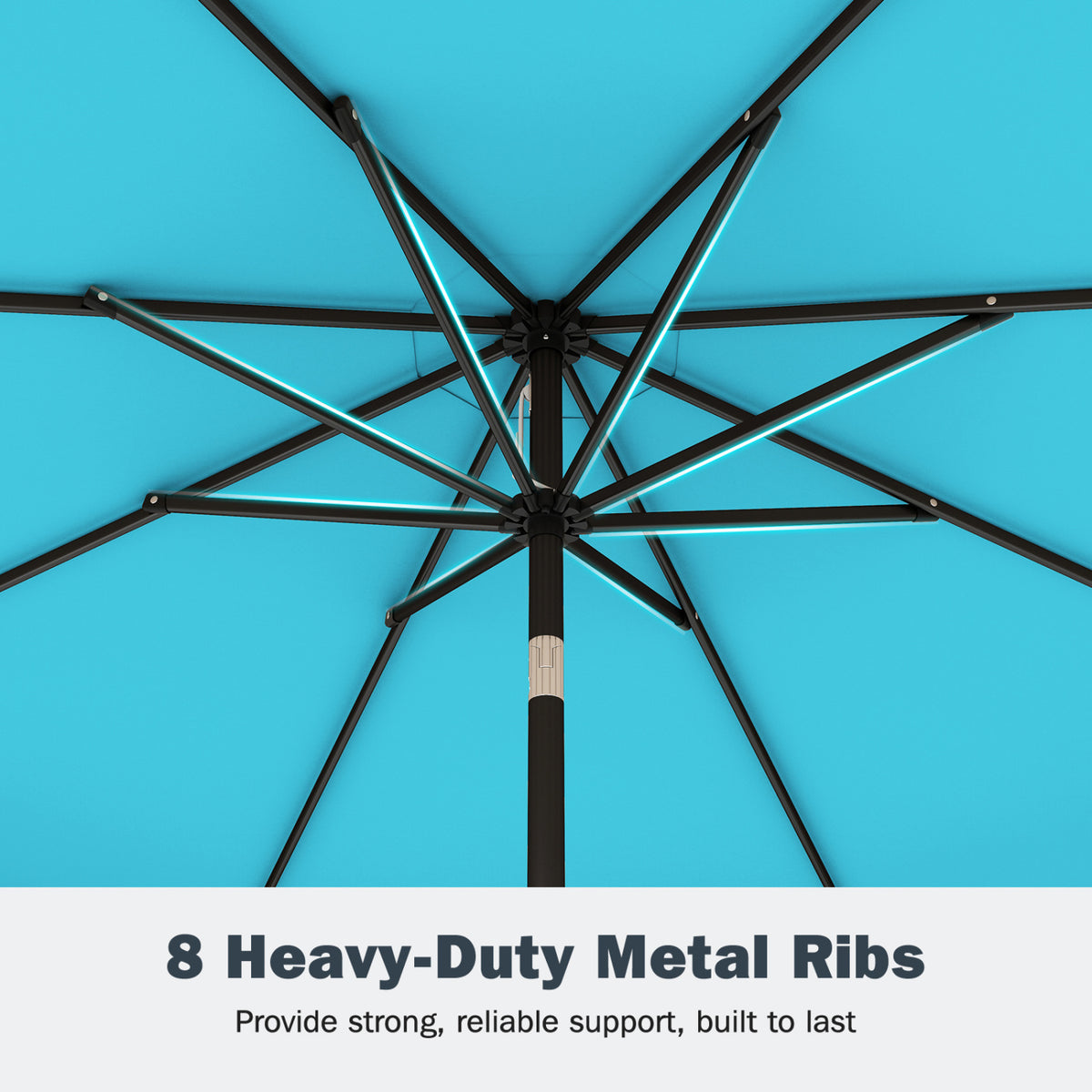 9 Feet Patio Umbrella with Weighted Base and Sandbags