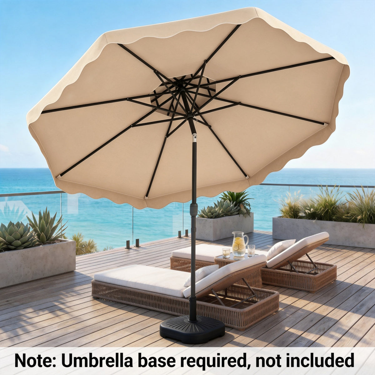 9 Feet Patio Umbrella with Push Button Tilt & Crank - Beige