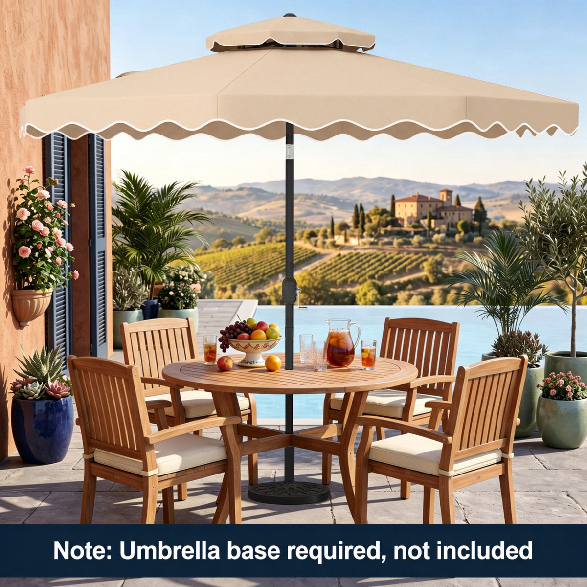 9 Feet Patio Umbrella with Push Button Tilt & Crank - Beige