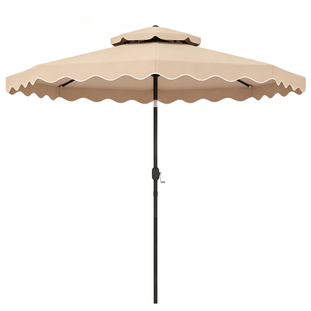 9 Feet Patio Umbrella with Push Button Tilt & Crank - Beige