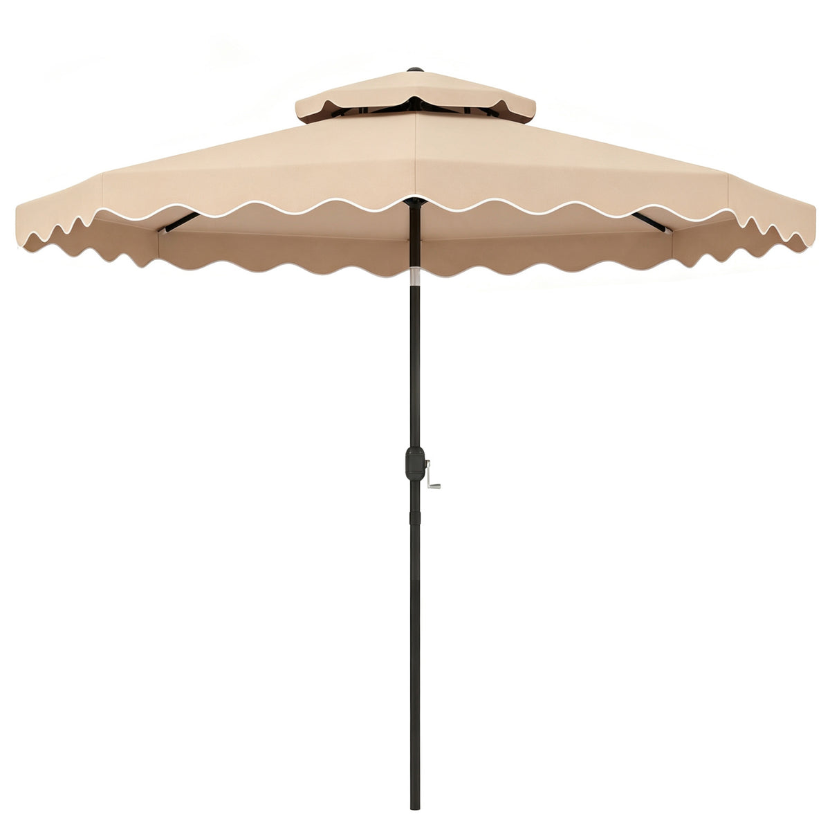 9 Feet Patio Umbrella with Push Button Tilt & Crank - Beige