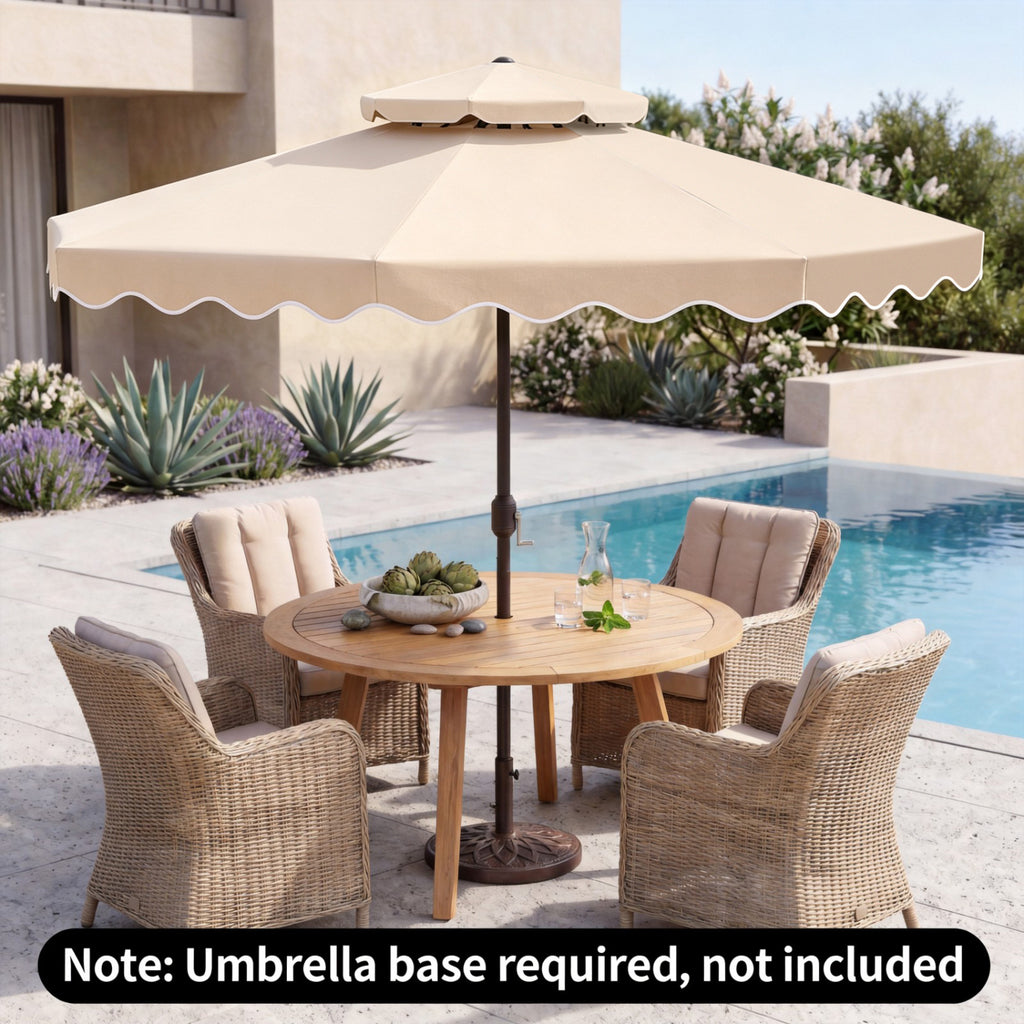 9 Feet Patio Umbrella with Push Button Tilt & Crank - Beige