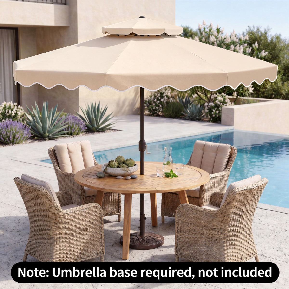 9 Feet Patio Umbrella with Push Button Tilt & Crank - Beige