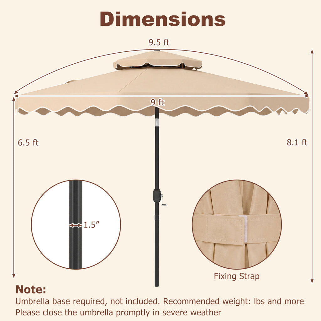 9 Feet Patio Umbrella with Push Button Tilt & Crank - Beige