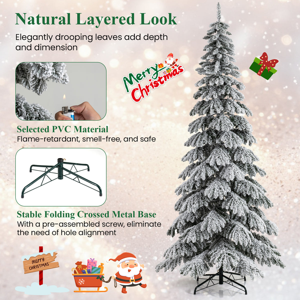 9 Feet Pre-Lit Artificial Christmas Tree with Hinged Branches and LED Lights
