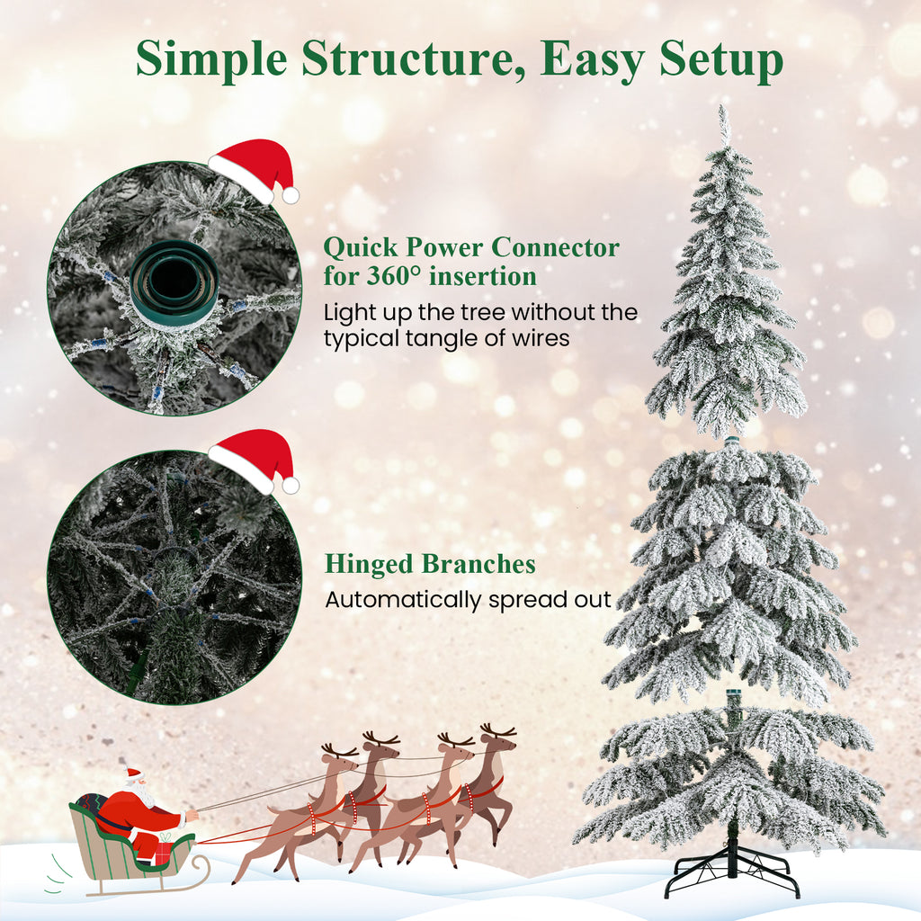 9 Feet Pre-Lit Artificial Christmas Tree with Hinged Branches and LED Lights