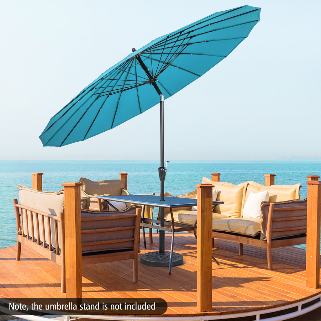 9 x 8.2 Feet Patio Umbrella with 18 Fiberglass Ribs, Turquoise