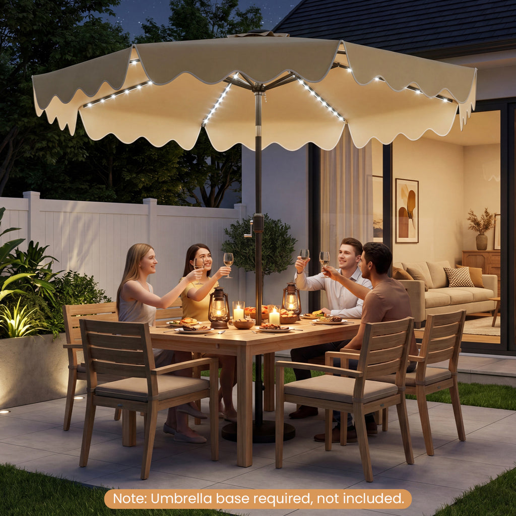 9 Feet Solar Patio Umbrella with Color-Changing LED Lights