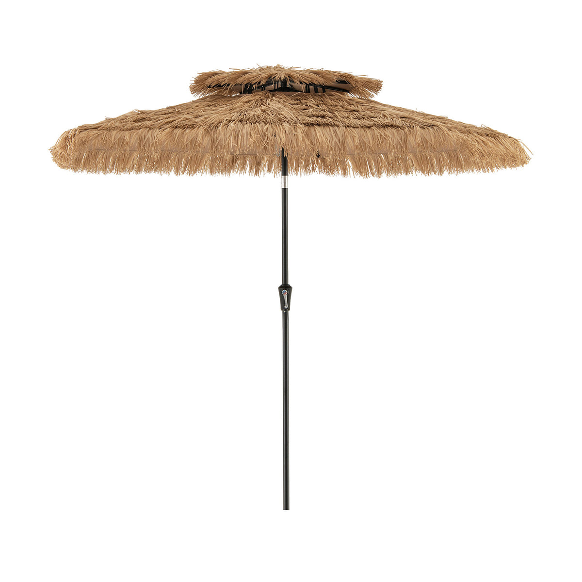 9 Feet Solar Powered Thatched Tiki Patio Umbrella with Led Lights.