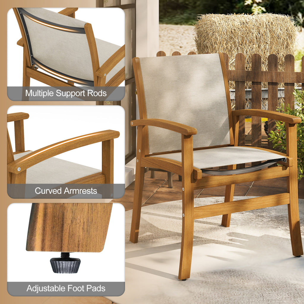 9-Piece Acacia Wood Outdoor Patio Dining Set with 80” Rectangular