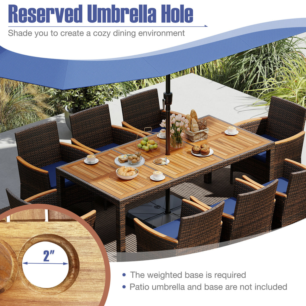 9 Piece Outdoor Dining Set with Acacia Wood Table Top