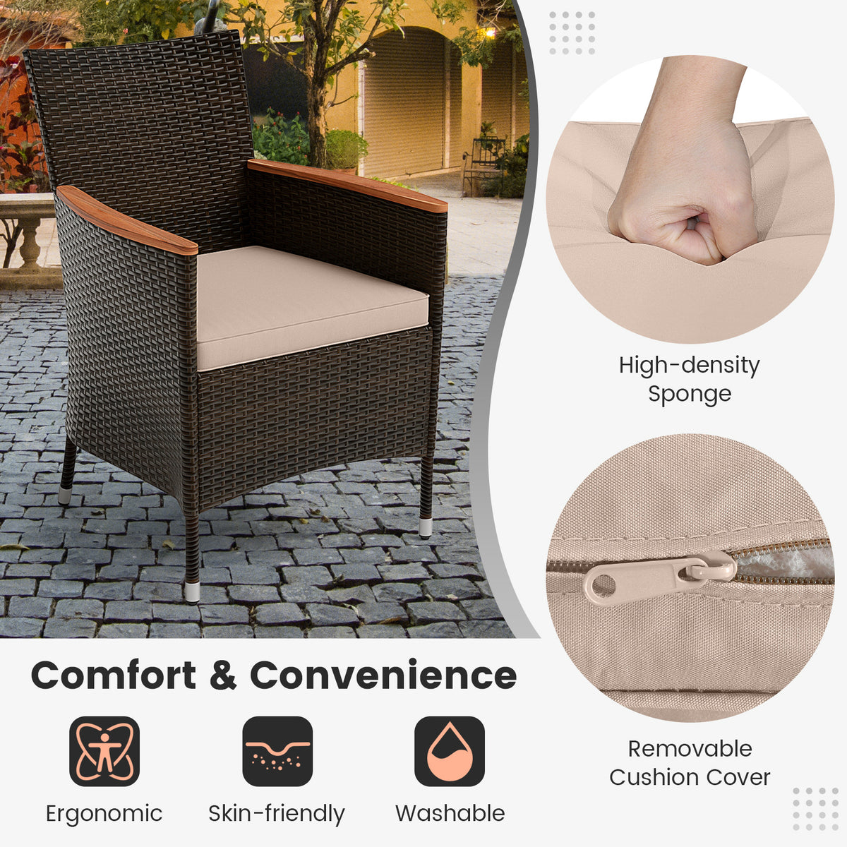 10-Piece Outdoor Dining Set with 15-ft Patio Umbrella - Brown
