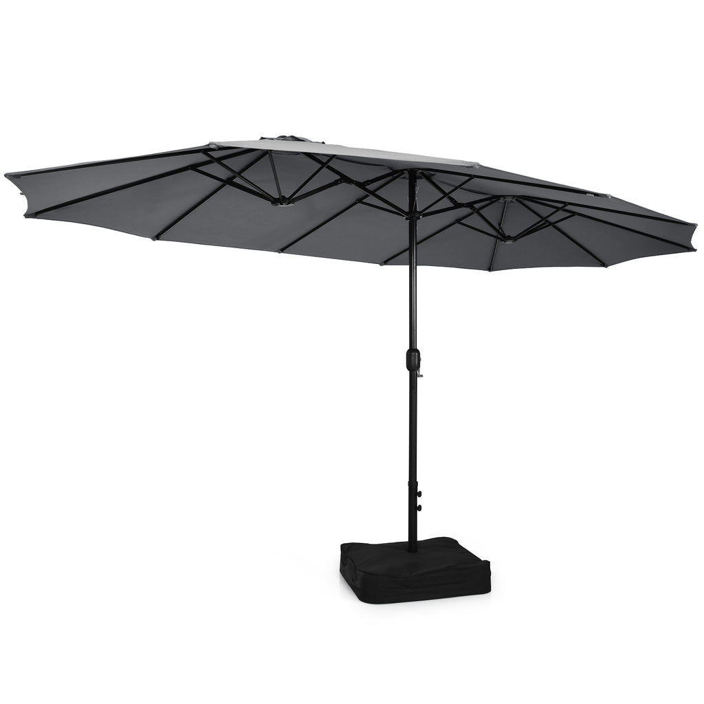 10-Piece Outdoor Dining Set with 15 ft Patio Umbrella - Brown