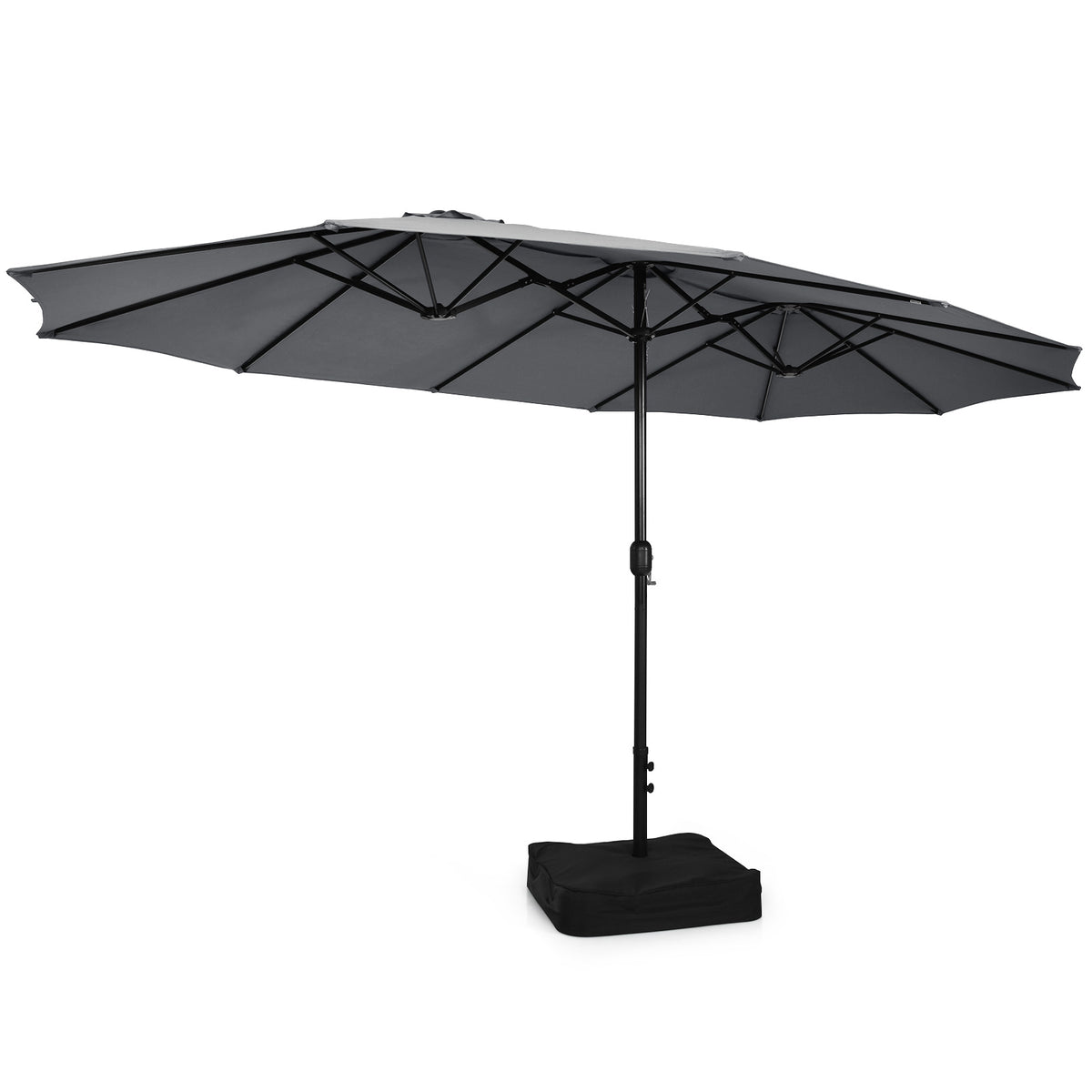 10-Piece Outdoor Dining Set with 15 ft Patio Umbrella - Brown