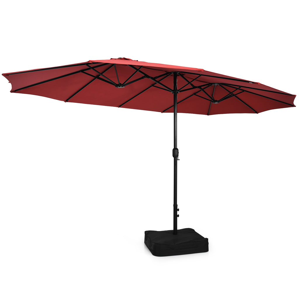 10-Piece Outdoor Dining Set with 15ft Patio Umbrella - Brown