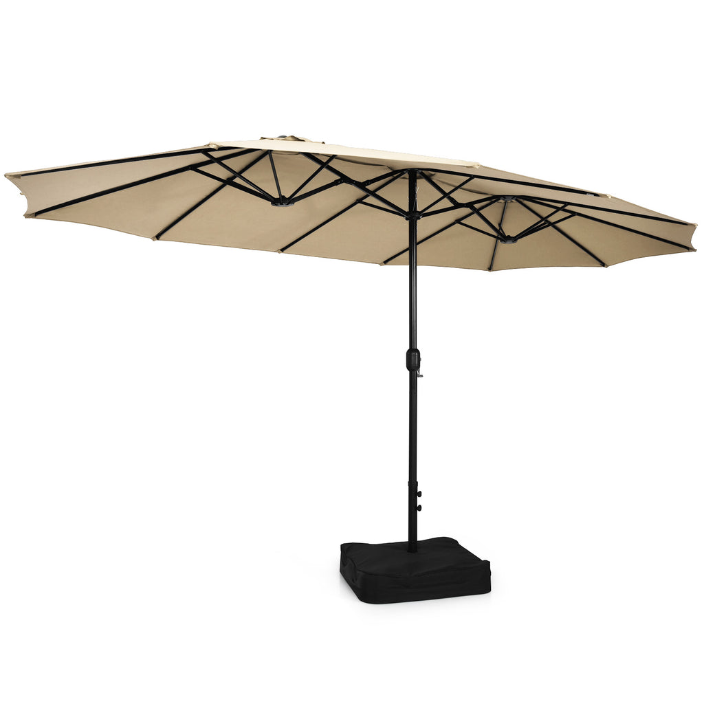 10-Piece Outdoor Dining Set with 15-ft Patio Umbrella - Brown