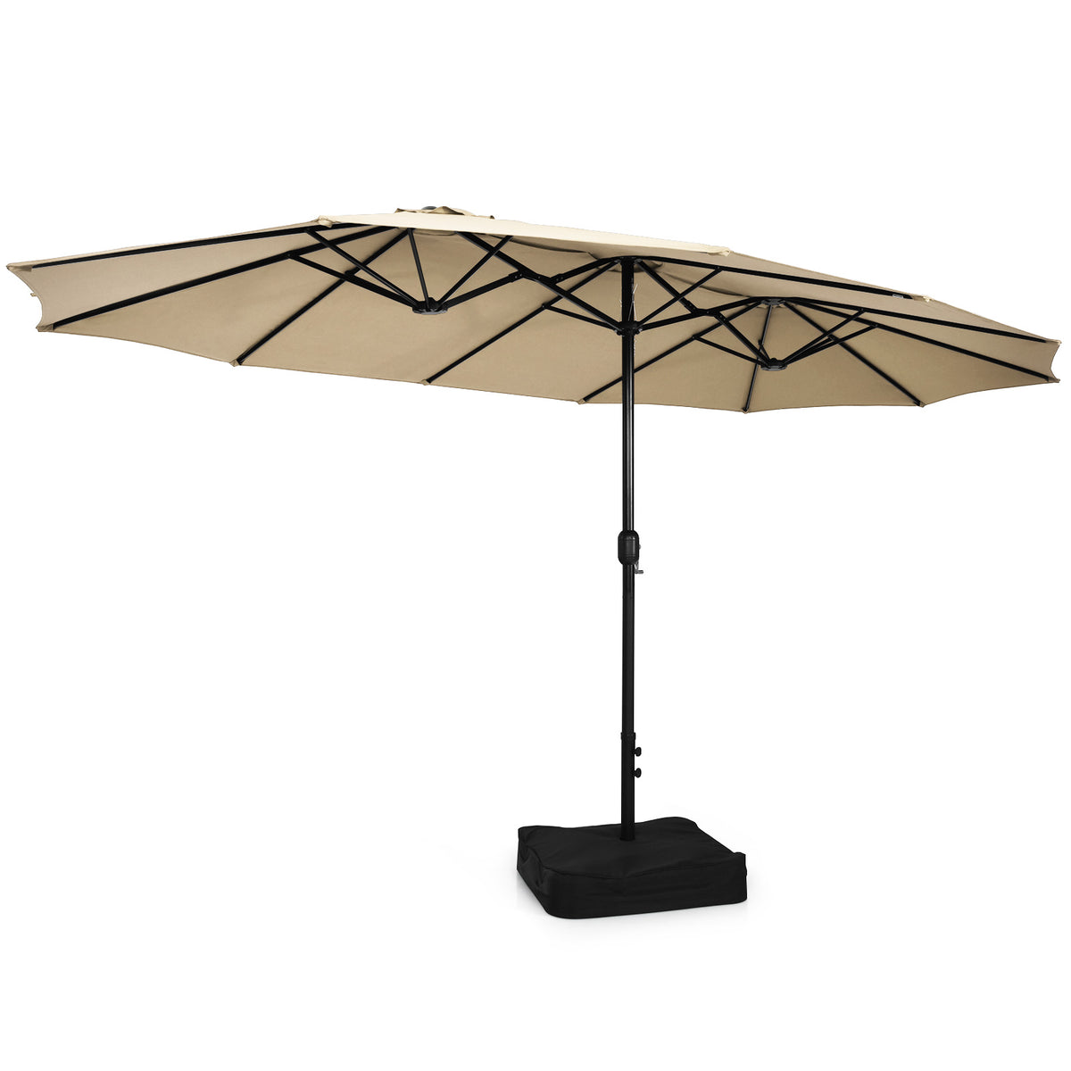 10-Piece Outdoor Dining Set with 15-ft Patio Umbrella - Brown