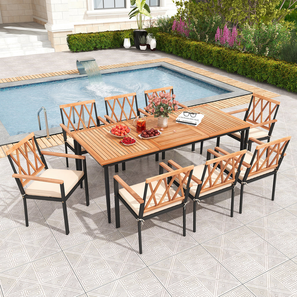 9 Pieces Patio Dining Set with Cushions - Style3