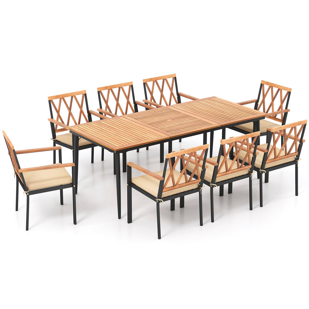 9 Pieces Patio Dining Set with Cushions - Style3