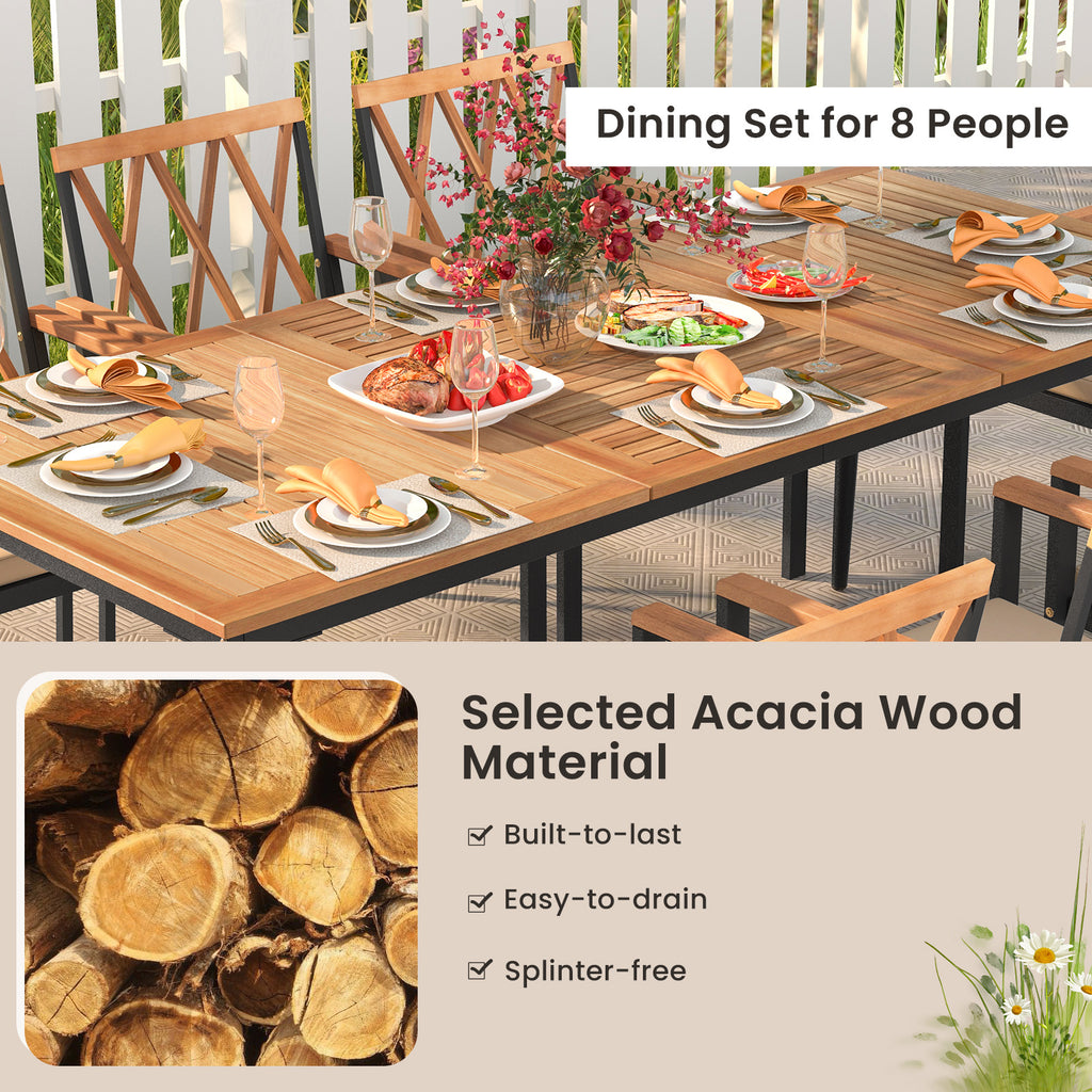 9 Pieces Patio Dining Set with Cushions - Style3