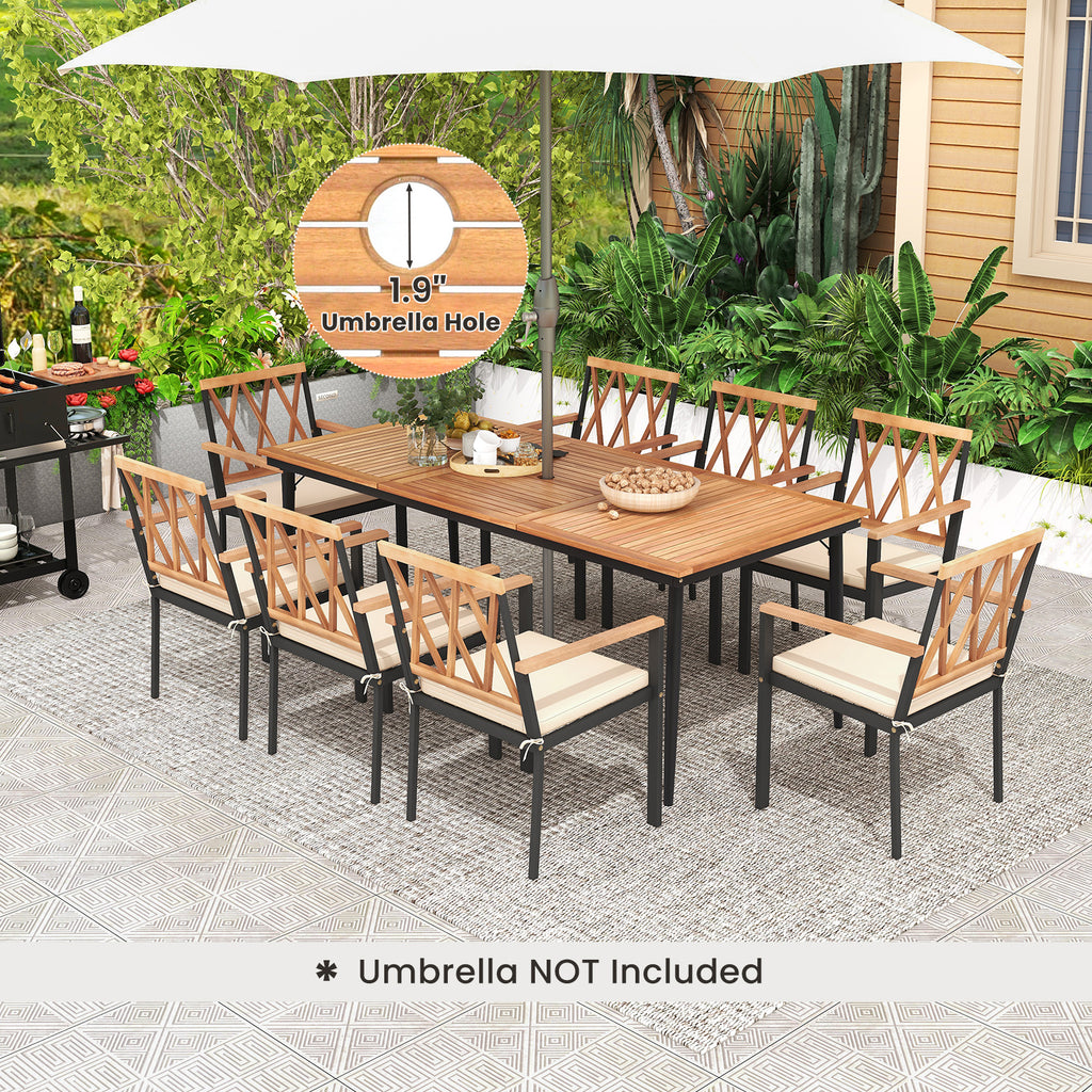 9 Pieces Patio Dining Set with Cushions - Style3