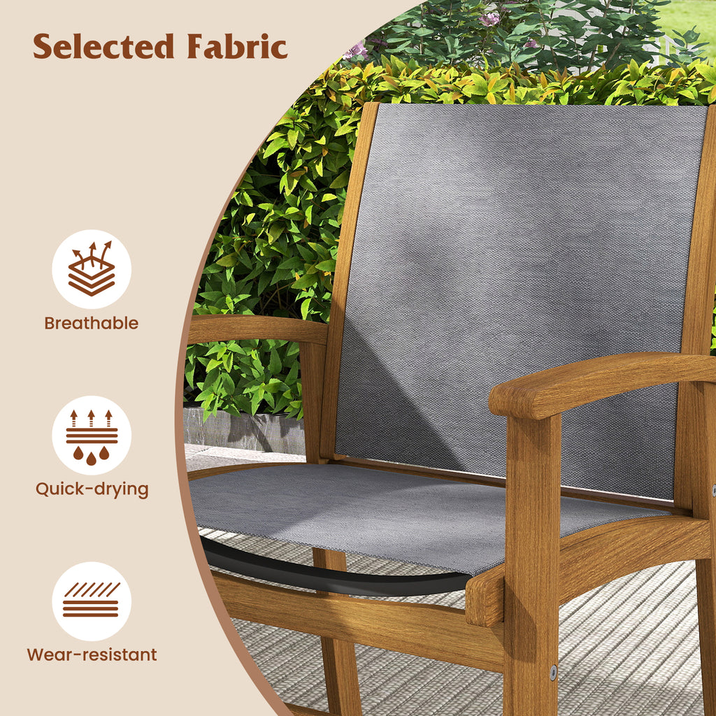 Acacia Wood Patio Dining Set for 6-8 - Gray