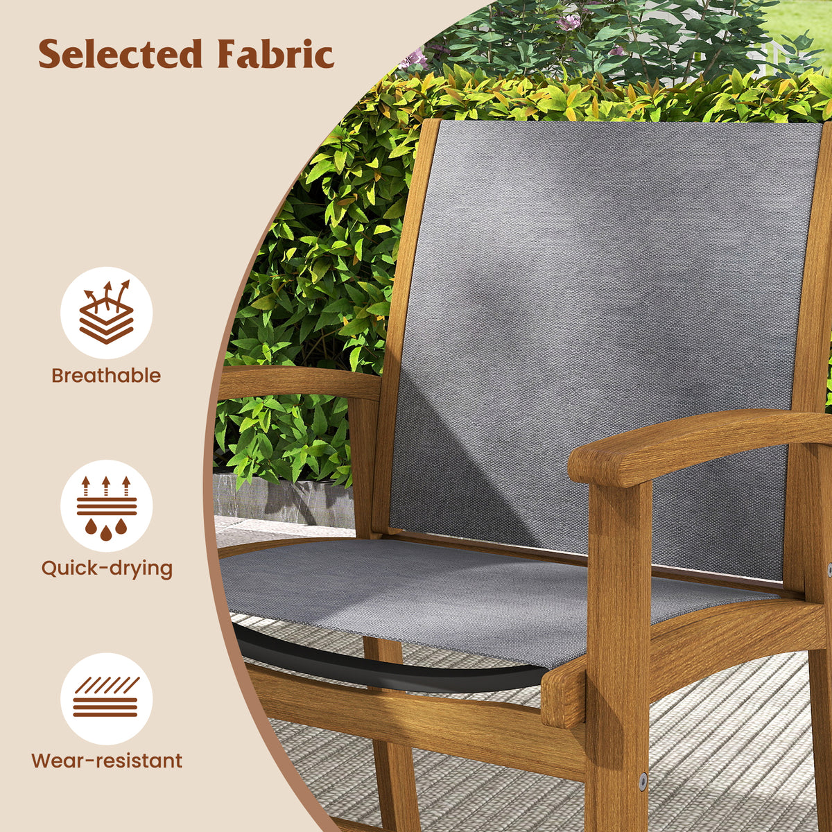 Acacia Wood Patio Dining Set for 6-8 - Gray