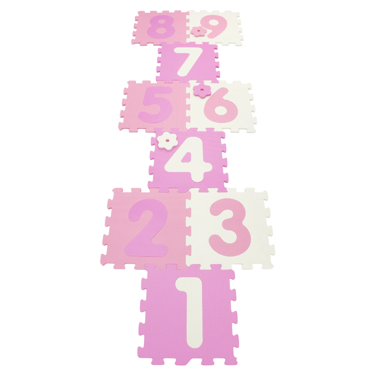 Pink Interlocking Foam Puzzle Floor Mat Set with 3 Marker Discs - 9 Pieces